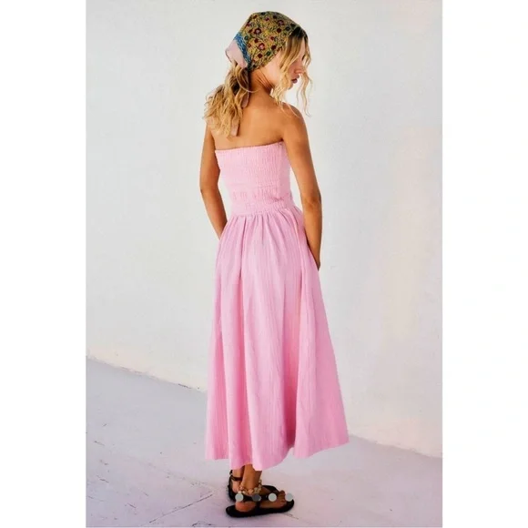 Free People Marbella Midi Strapless Dress